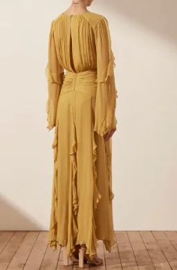 Shonay Joy Leonie Ruffle Sleeve Maxi Dress Mimosa Yellow Size 8 for rent on The Volte - image 3
