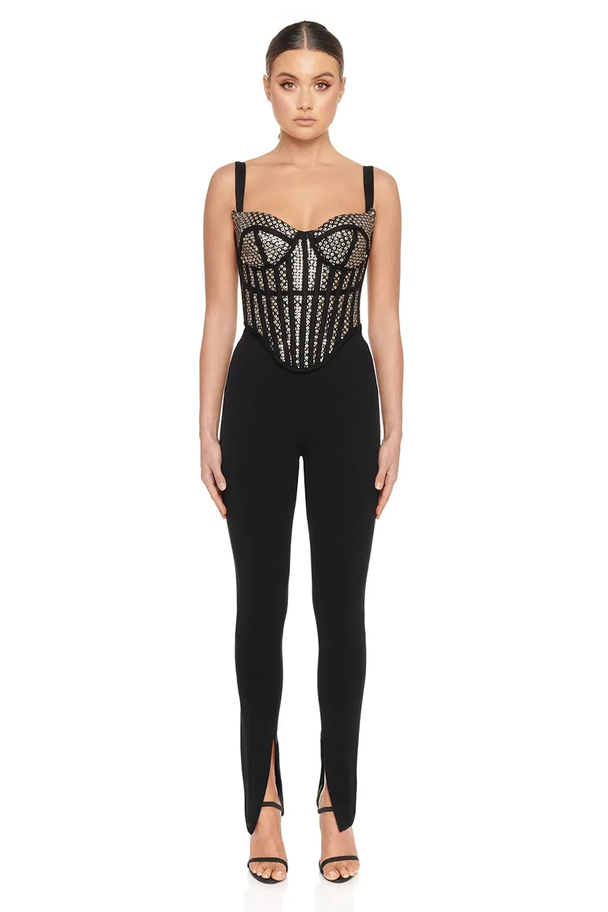 Eliya the Label The Zayna Corset Top Black/Silver Sequin Size XS/AU 6 - Image 1