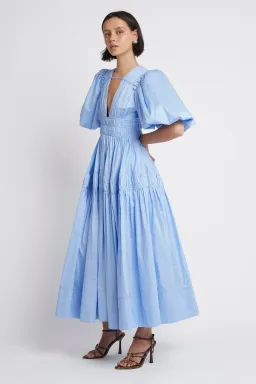 Aje Fallingwater Gathered Midi Dress Powder Blue Size 8 for rent on The Volte - image 2