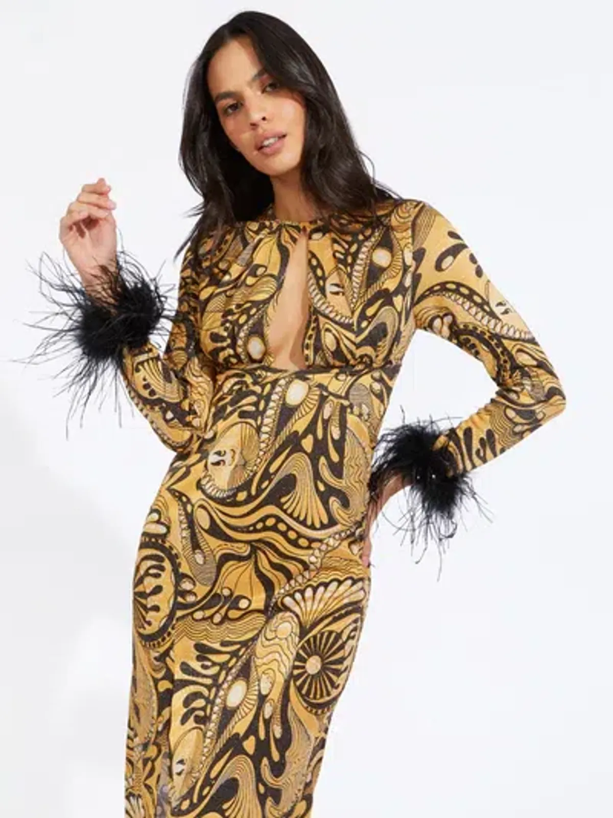 Alice McCall Gold Dust Feather Midi Dress Print Size 8 / S - Image 2