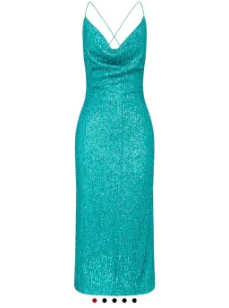Rebecca Vallance Missing Hours Midi Dress Turquoise Size 8 for rent on The Volte - image 6