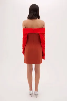 Bianca Spender Crepe Jean Dress Brick Red Size  12 for rent on The Volte - image 2