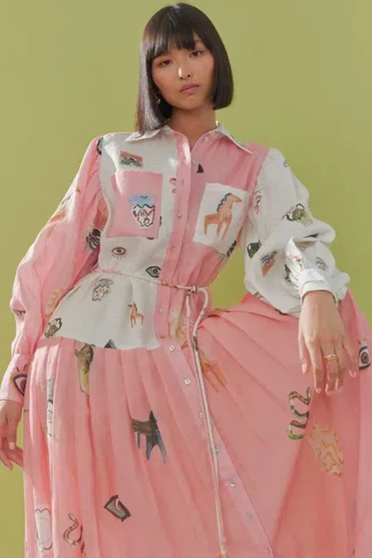 Alemais Cleo Patchwork Shirt Dress Print Size AU 10 - Image 2