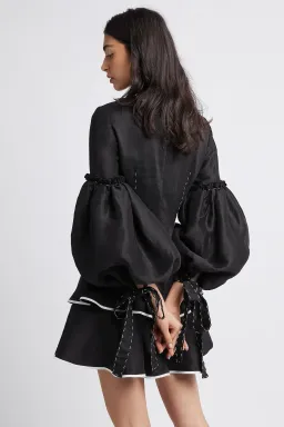 Aje Gracious Tiered Mini Dress Black Size 10 for rent on The Volte - image 3