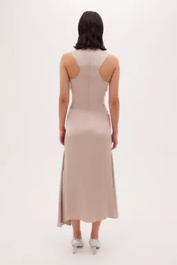 Bianca Spender Sand Satin Meret Dress Nude Size 2/ Au 10 for rent on The Volte - image 4