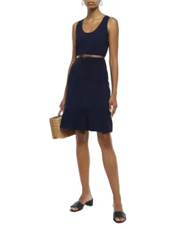 Michael Kors Fluted Crepe Knit Dress Navy Size 12 for rent on The Volte - image 1
