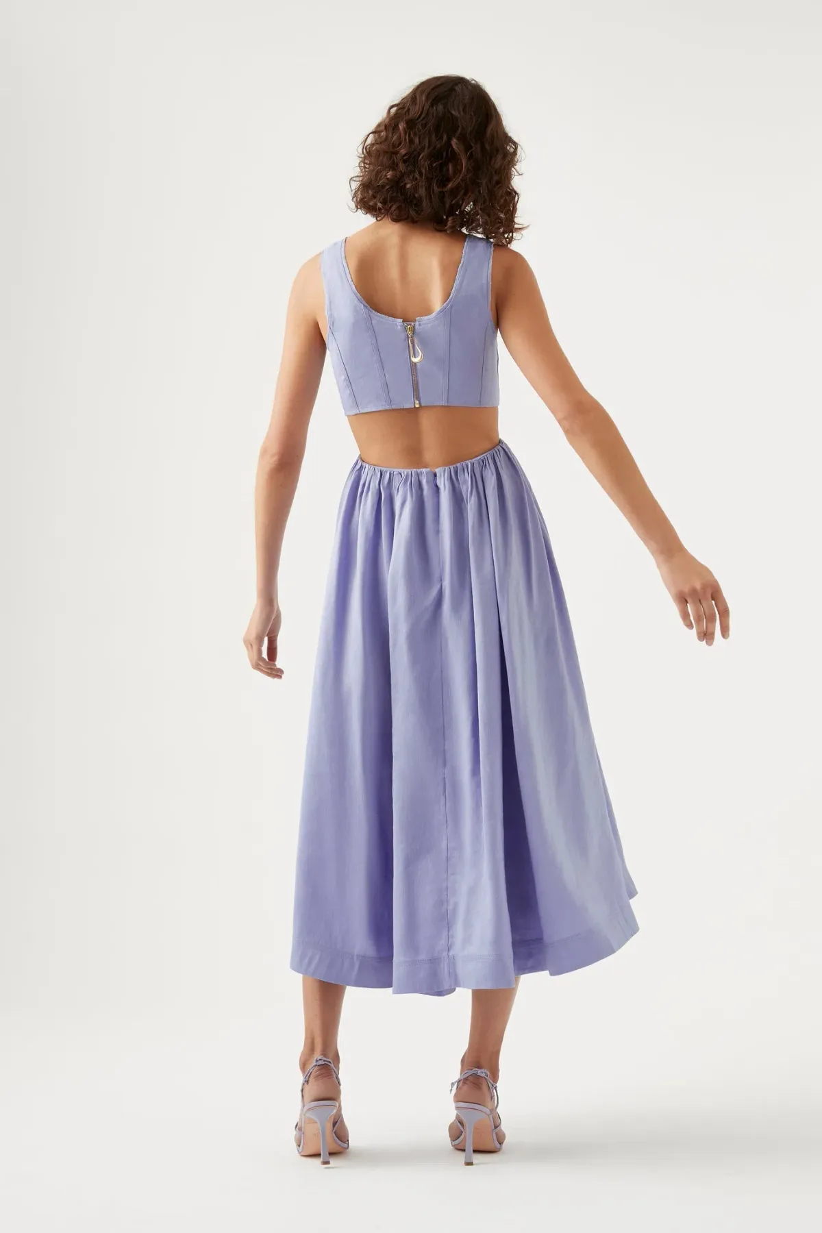 Aje Virginie Cut Out Midi Dress Cool Lavender Size 8 / S - Image 3