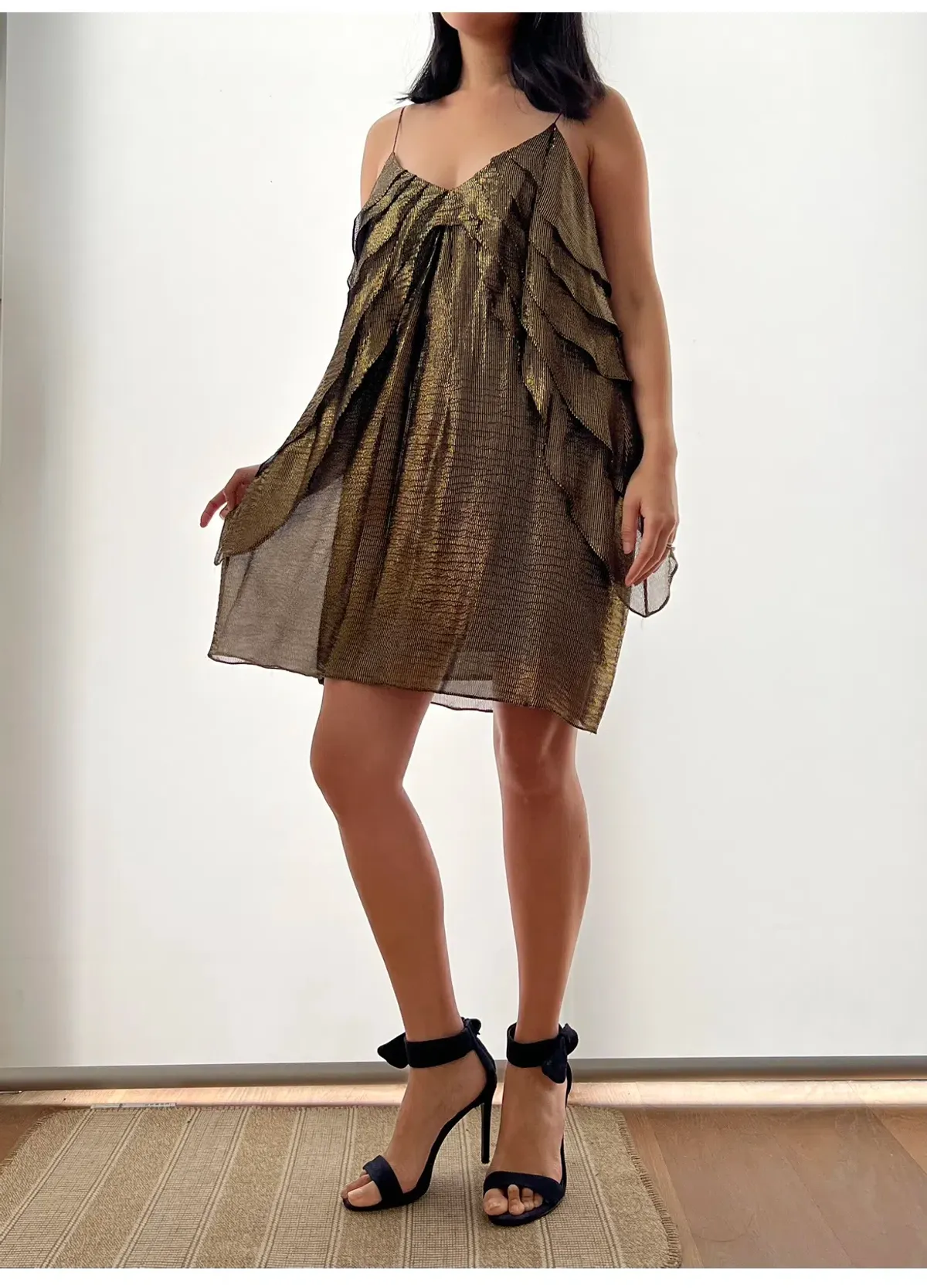 Zimmermann Metallic Frill Dress Gold Size 2 / Au 12  - Image 2