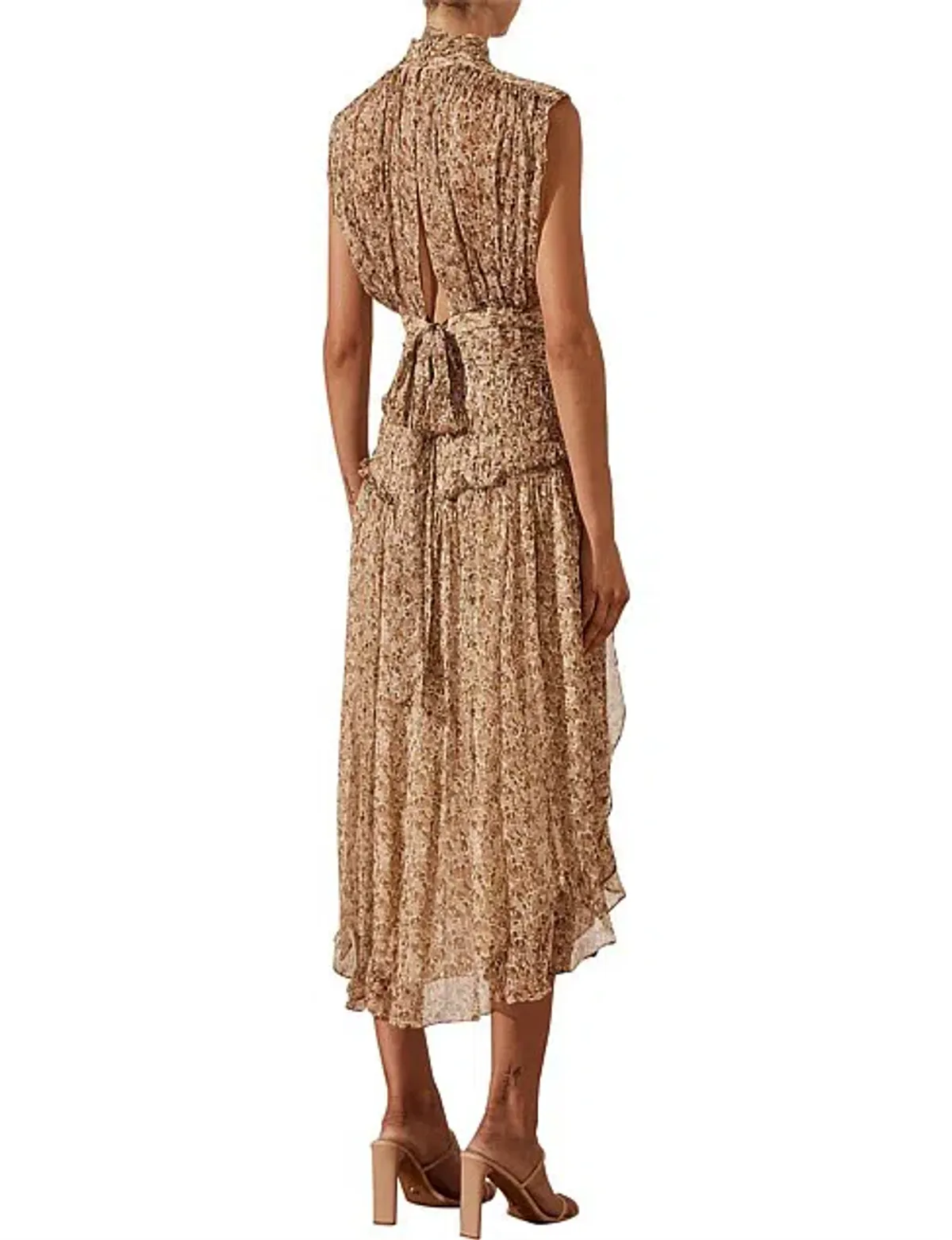 Shona Joy Ambar Sleeveless Open Back Chiffon Midi Dress Floral Size 8 - Image 3