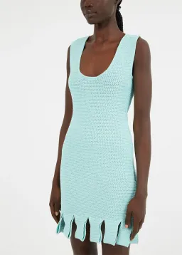 Bottega Veneta Racked Rib Knit Mini Dress Blue Size L / Au 12 for rent on The Volte - image 2