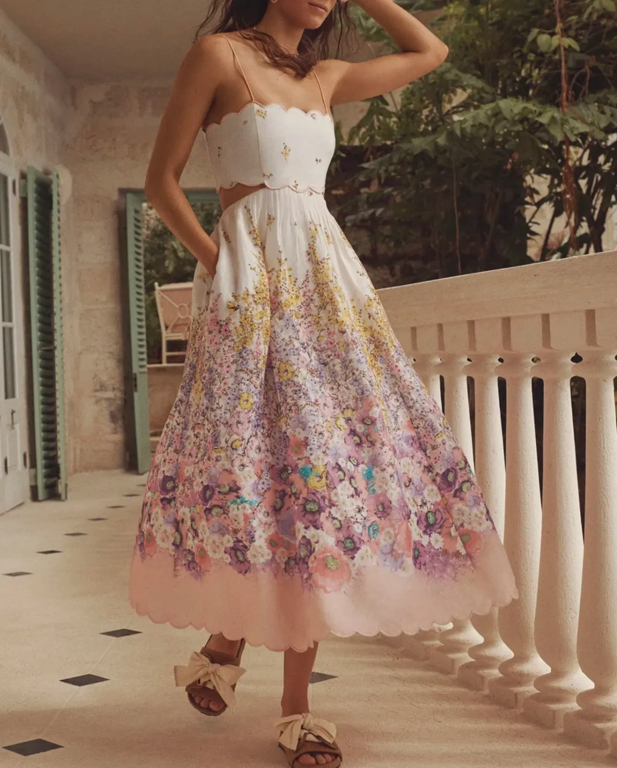 Zimmermann Jude Scallop Midi Dress Floral Size 0 / Au 8 - Image 2