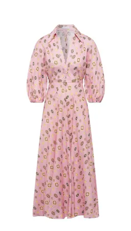Scanlan Theodore Linen Foulard Shirt Dress Pink Size 10 for rent on The Volte - image 3