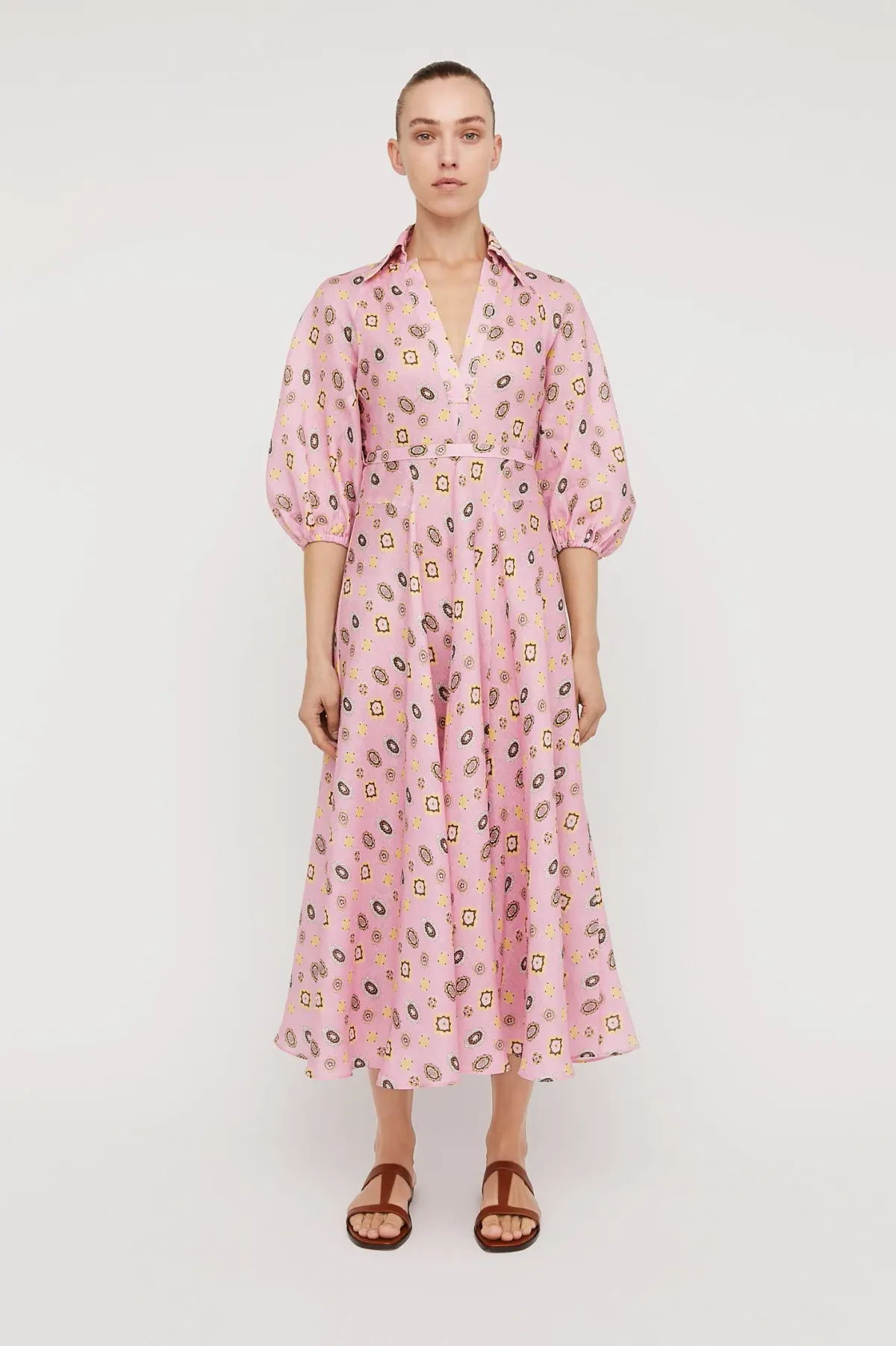 Scanlan Theodore Linen Foulard Shirt Dress Pink Size 10 - Image 1
