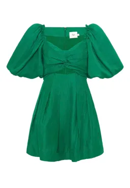 Aje Dusk Knot Puff Sleeve Mini Dress Emerald Green Size 8 for rent on The Volte - image 5