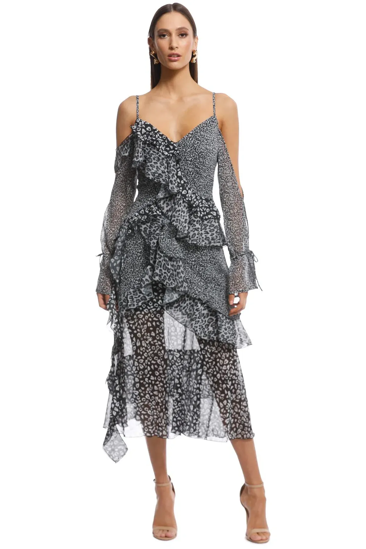 Asilio Animal Print Ruffle Dress Print Size 6 - Image 1