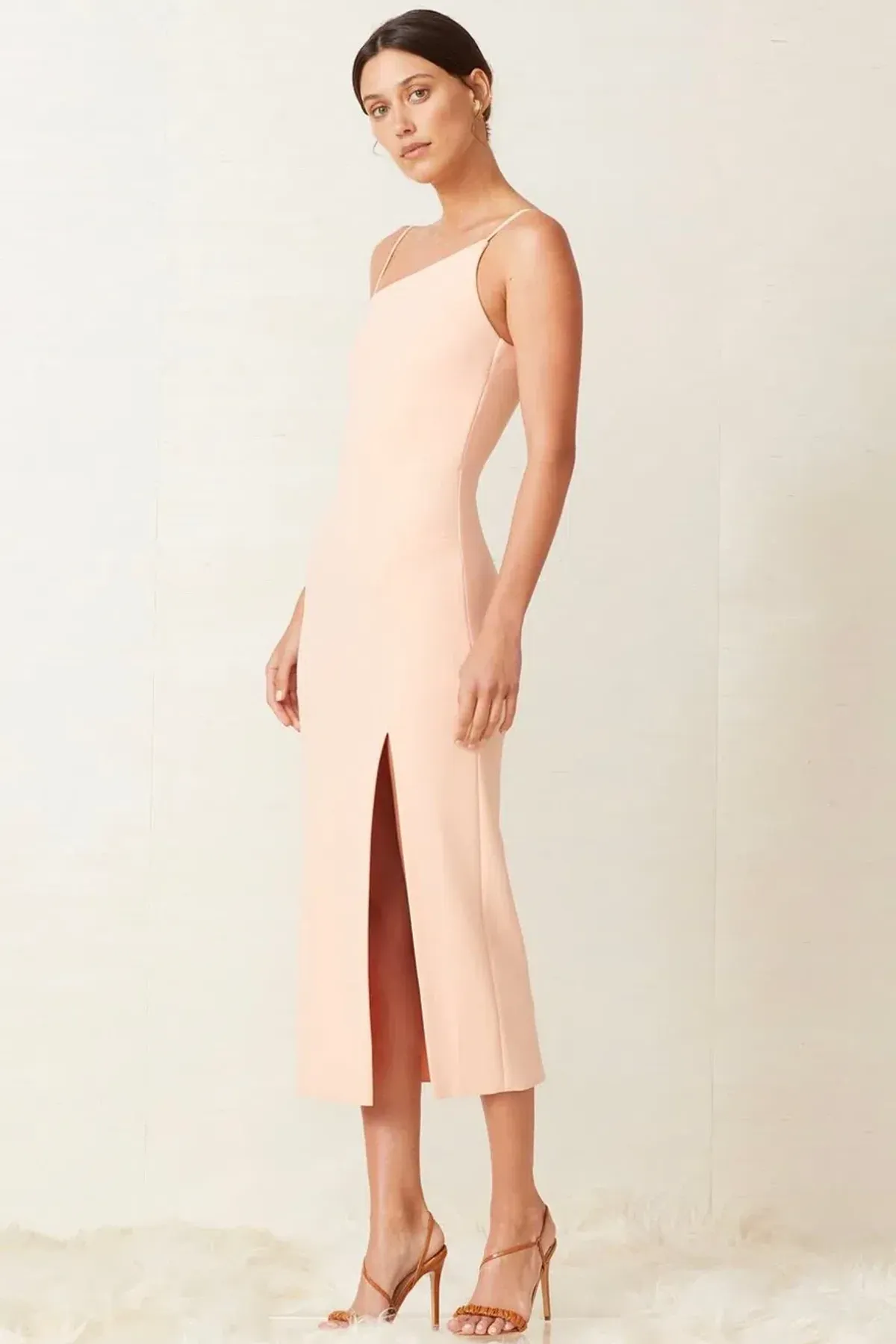 Bec & Bridge Ruby Asym Midi Dress in Peach Size 14 - Image 2