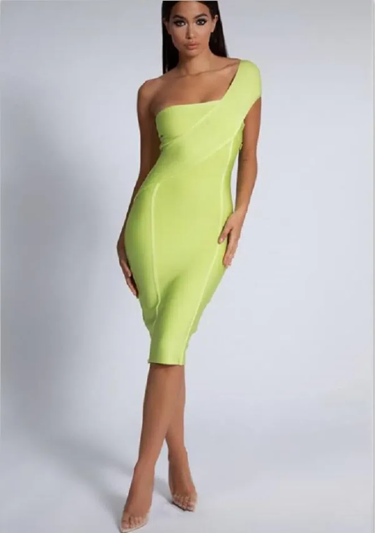Meshki Eloise Asymmetric Bandage Dress Lime Size XS / Au 6 - Image 1