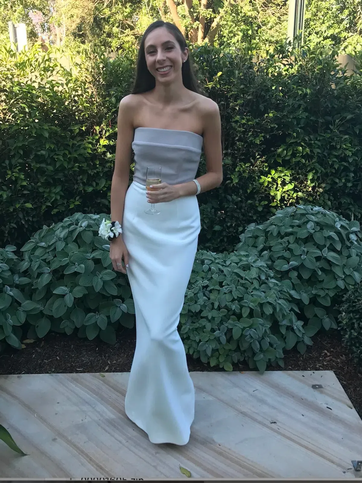 By Johnny Strapless Maxi Dress Grey/White Size 6 - Image 1