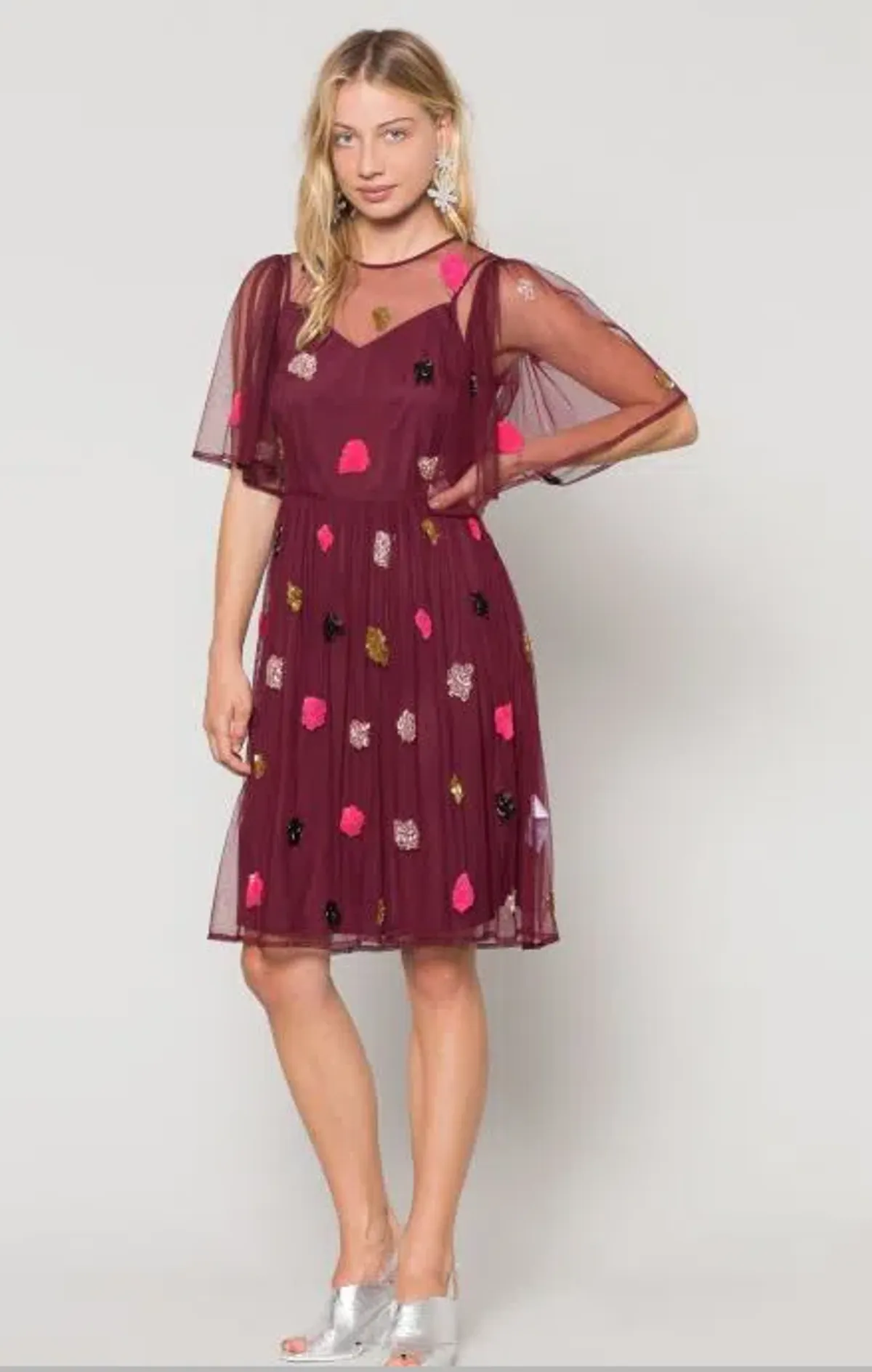 Gorman Claire Embellished Dress Red Beaded Size 8 - Image 2