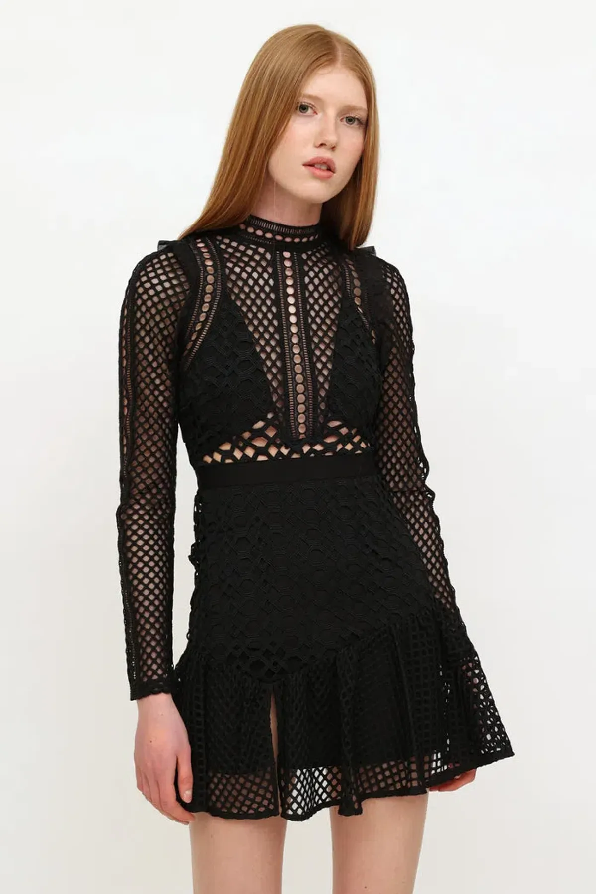 Self Portrait Hall Mini Dress Black Size 12 - Image 3