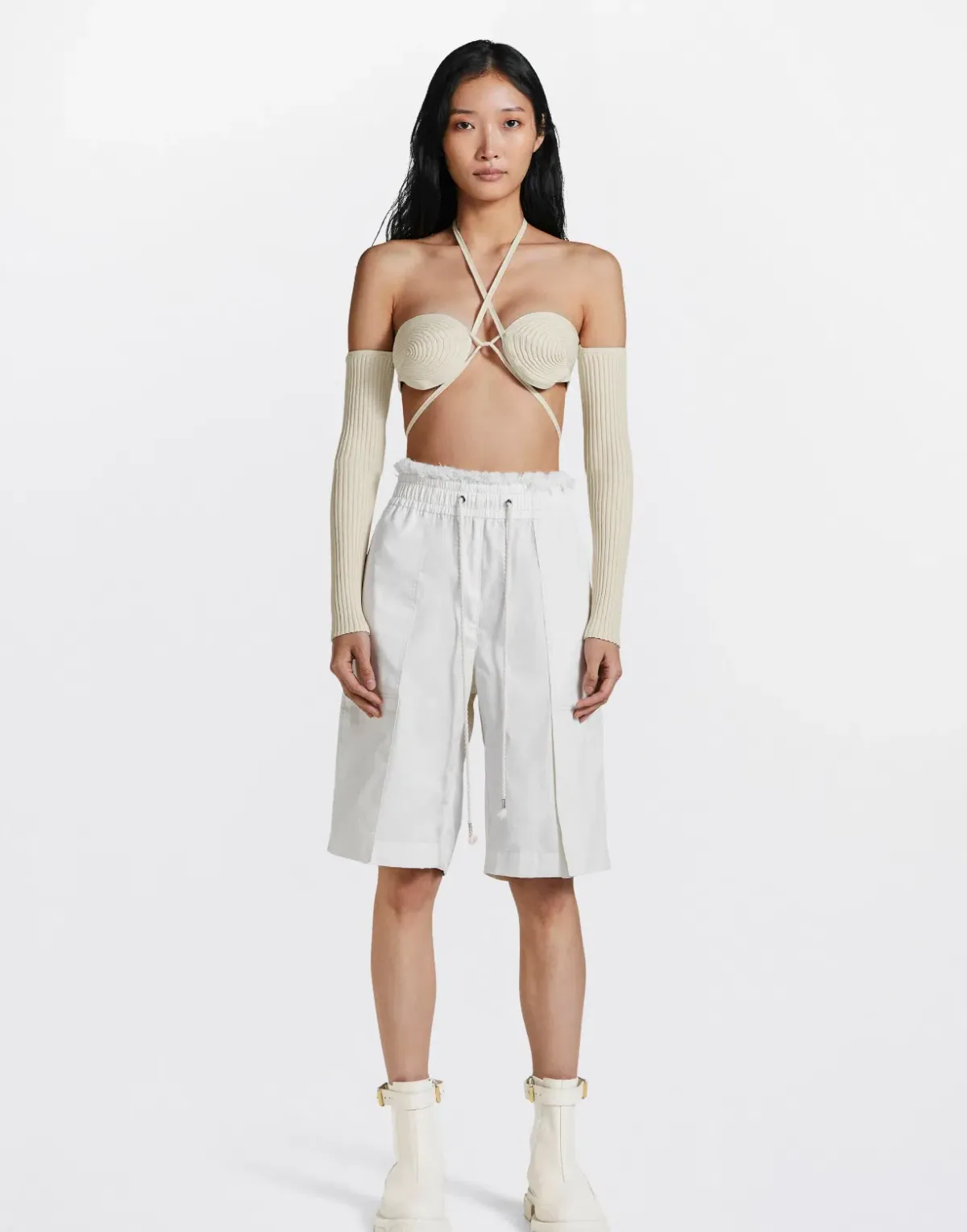 Dion Lee Spiral Rib Bralette Cream Size S/Au 8 - Image 1
