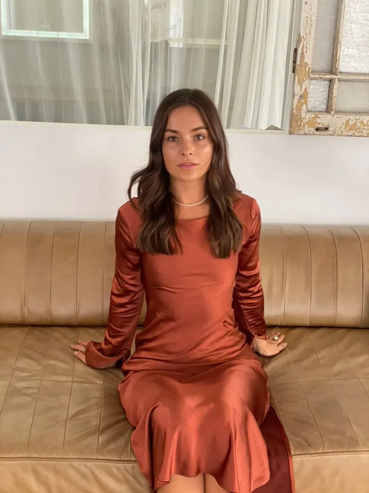 Third Form Tie Back Maxi Bias Dress in Sienna Brown Size 6 - Image 4