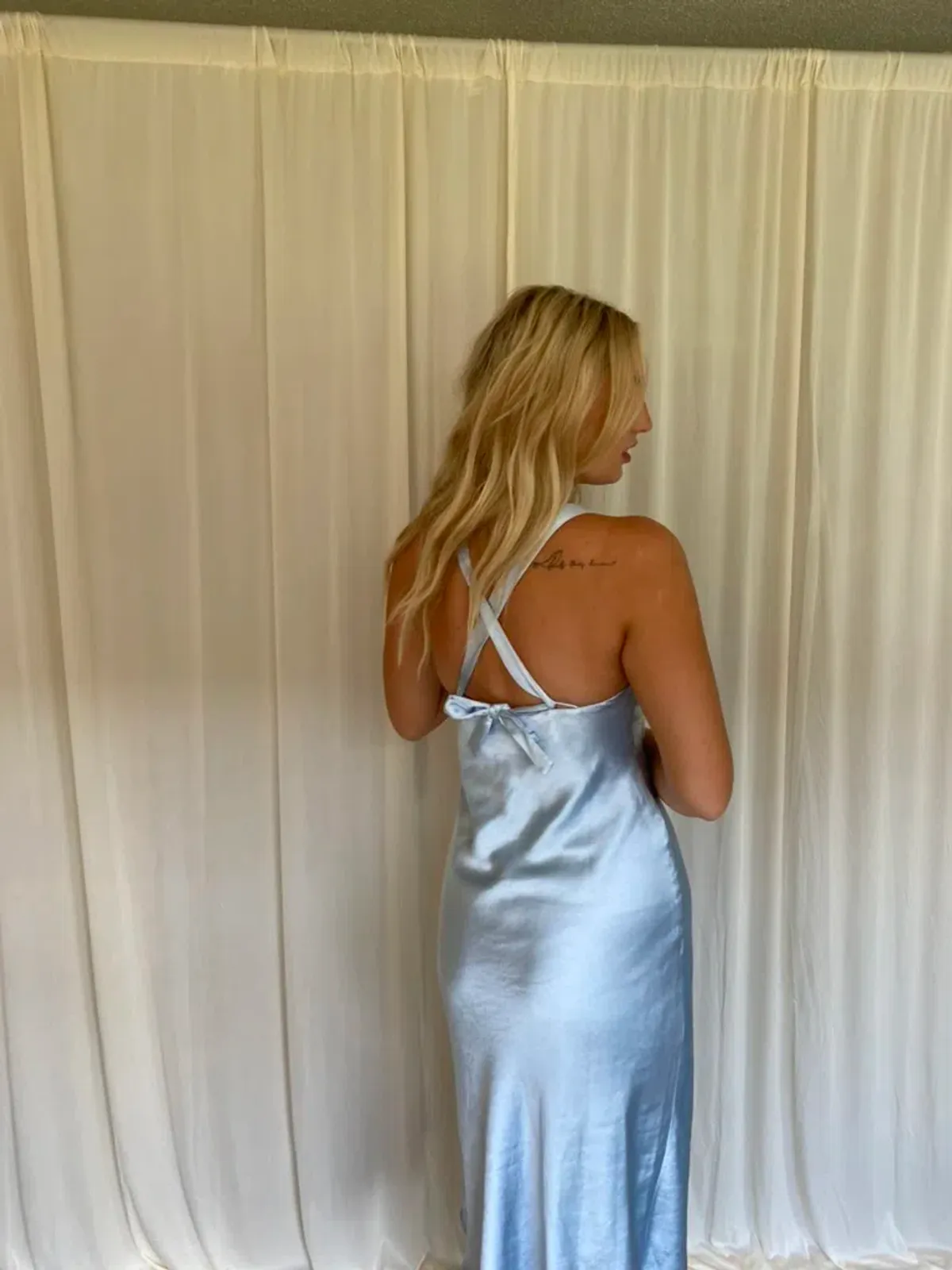 Third Form Gather Bra Bias Slip Dress Blue Size 6 - Image 3