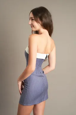 With Jean Chloe Corset | Pinstripe  for rent on The Volte - image 5