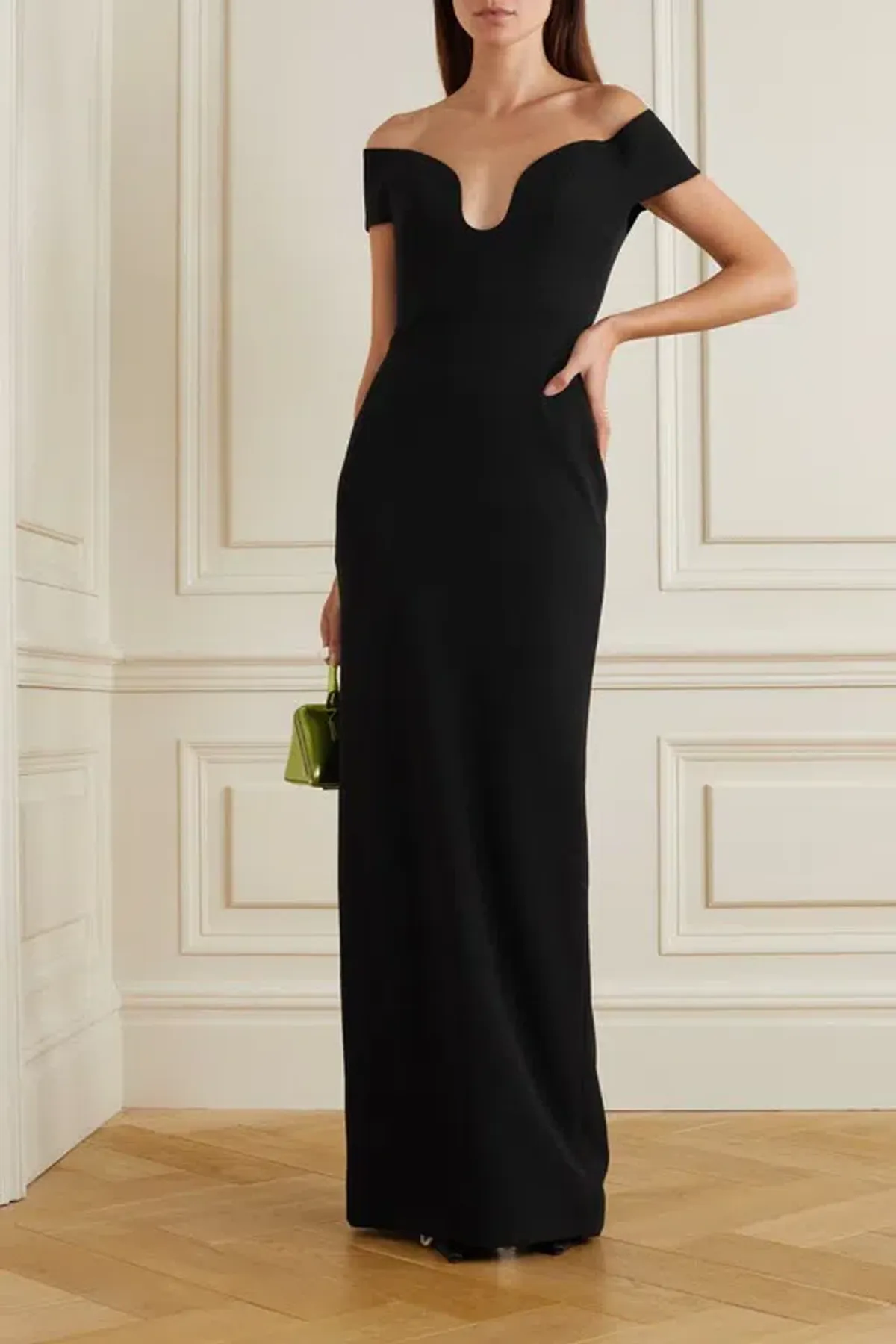 Solace London Marlowe Off-the-shoulder Crepe Gown Black Size 8  - Image 1