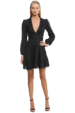 Zimmermann Heathers Flounce Short Dress Black Size 1/Au 10  for rent on The Volte - image 1