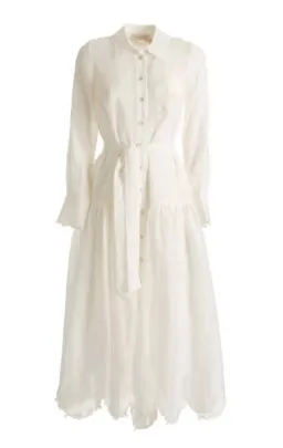 Zimmermann Lovestruck Shirt Dress White Size 12 for rent on The Volte - image 1