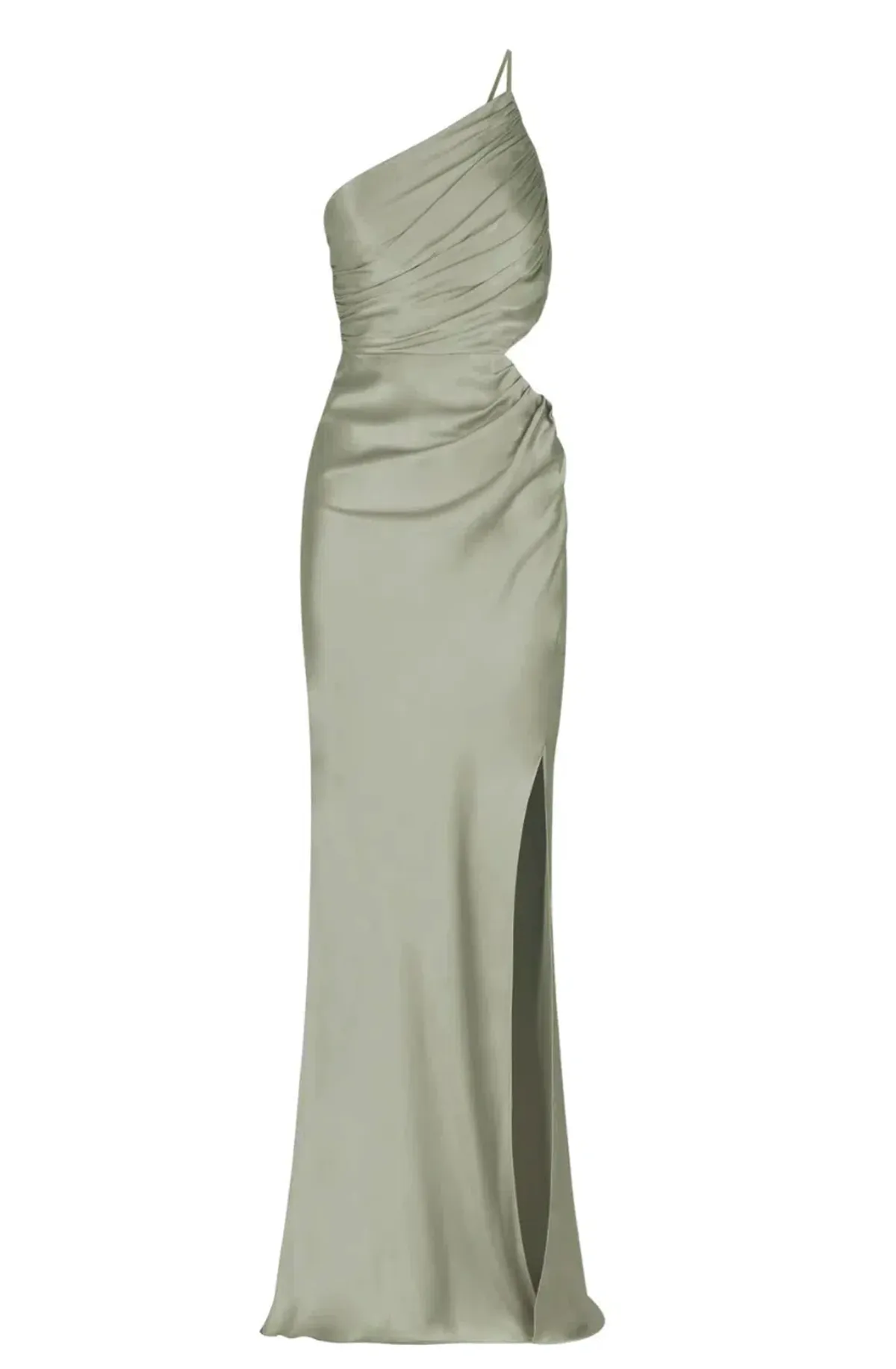 Shona Joy La Lune Asymmetrical Gathered Maxi Dress Sage Size 10 - Image 4
