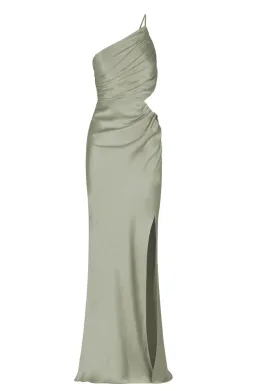Shona Joy La Lune Asymmetrical Gathered Maxi Dress Sage Size 10 for rent on The Volte - image 4