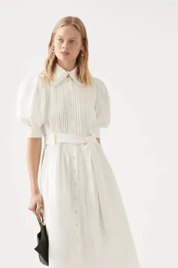 Aje Madeleine Belted Midi Dress Ivory Size 6  for rent on The Volte - image 2