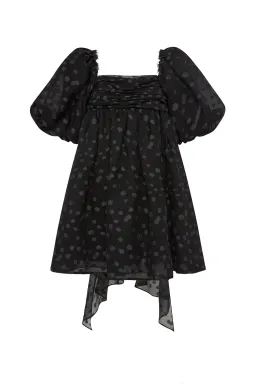Aje La Piscine Puff Sleeve Bow Back Mini Dress Black Size 8  for rent on The Volte - image 6