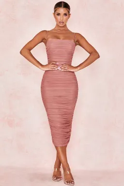House of CB Sirene Mesh Midi Dress Antique Rose Size S / Au 8  for rent on The Volte - image 1