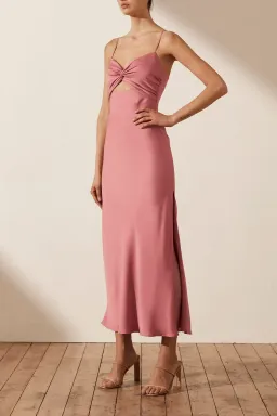 Shona Joy Luxe Twist Front Sleeveless Midi Dress Pink Size 8 / S for rent on The Volte - image 1