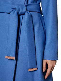 Ted Baker Sandra Wool Blend Wrap Coat Mid Blue Size 1 / Au 8 for rent on The Volte - image 5