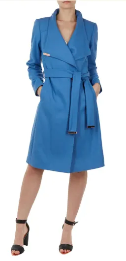 Ted Baker Sandra Wool Blend Wrap Coat Mid Blue Size 1 / Au 8 for rent on The Volte - image 1