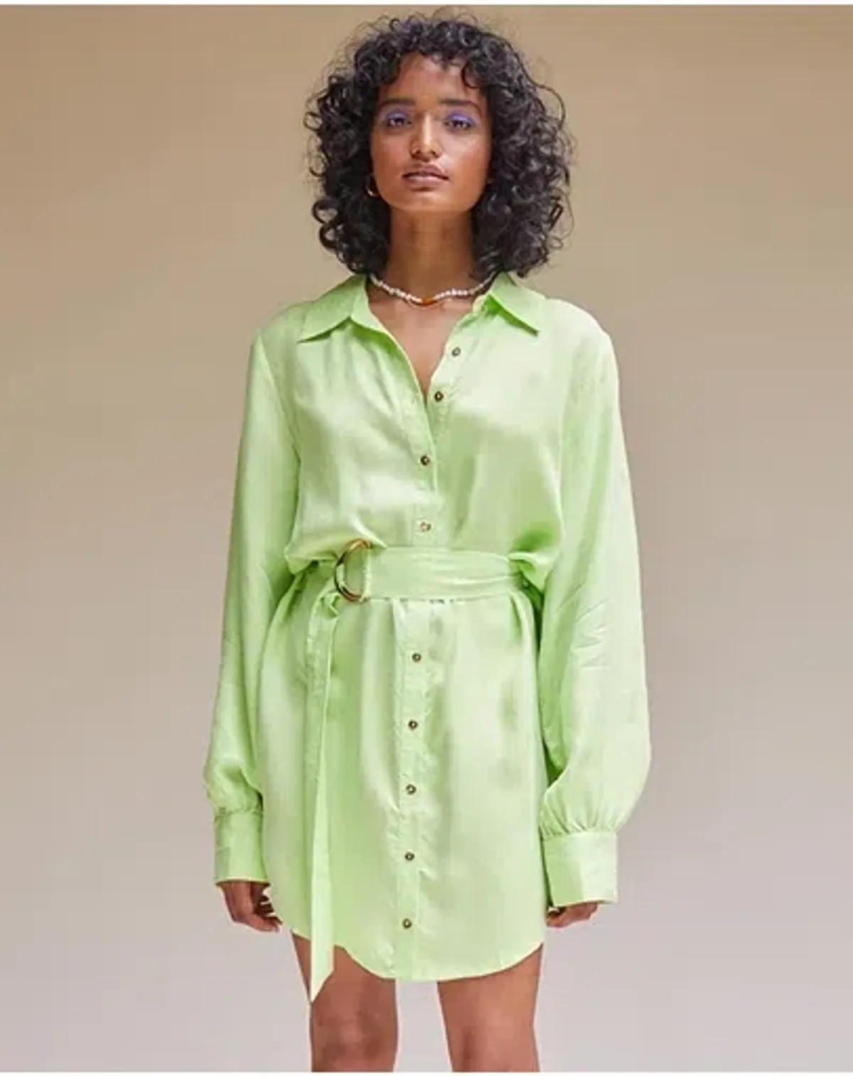 Suboo Sky Mini Shirt Dress in Green Size 12 - Image 4