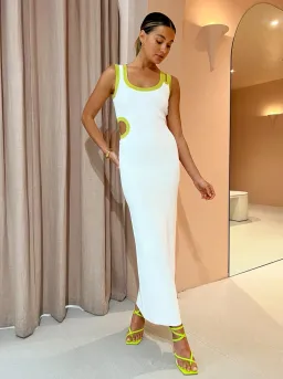 Sir the Label Evalina Cut Out Midi Dress in Citrus Size 0 / Au 6 for rent on The Volte - image 1