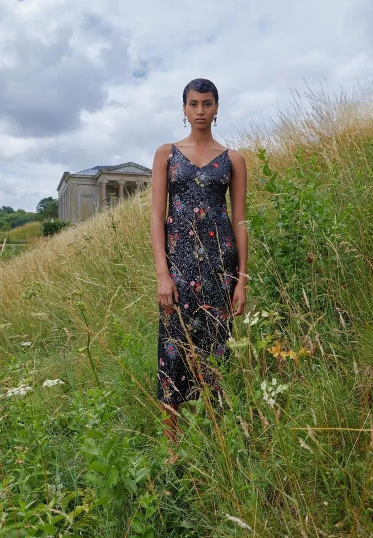 Erdem X H&M Sequin Midi Dress Floral Size 8 - Image 2