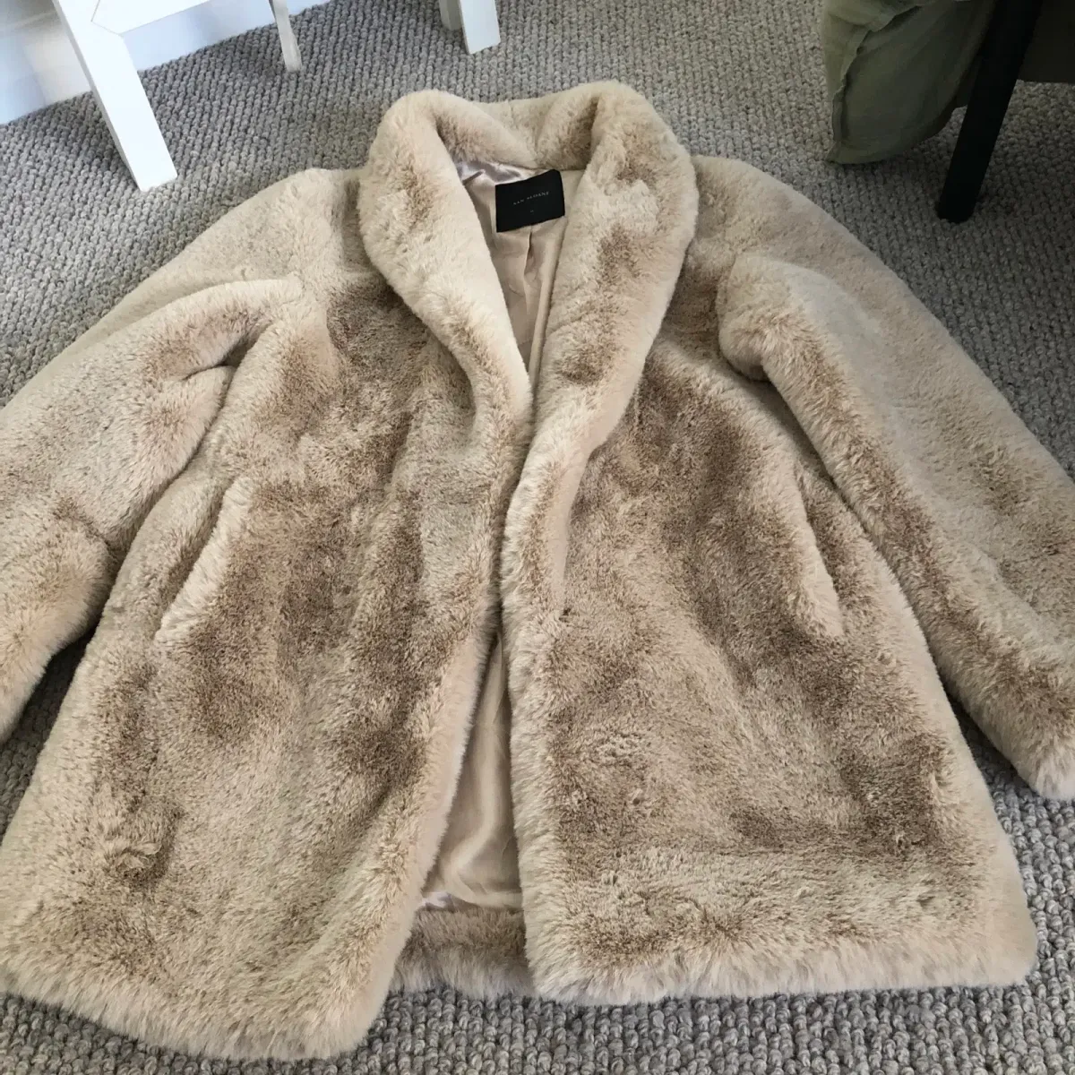 San Sloane Crawford Faux Fur Jacket Light Tan Size XS / Au 6 - Image 3