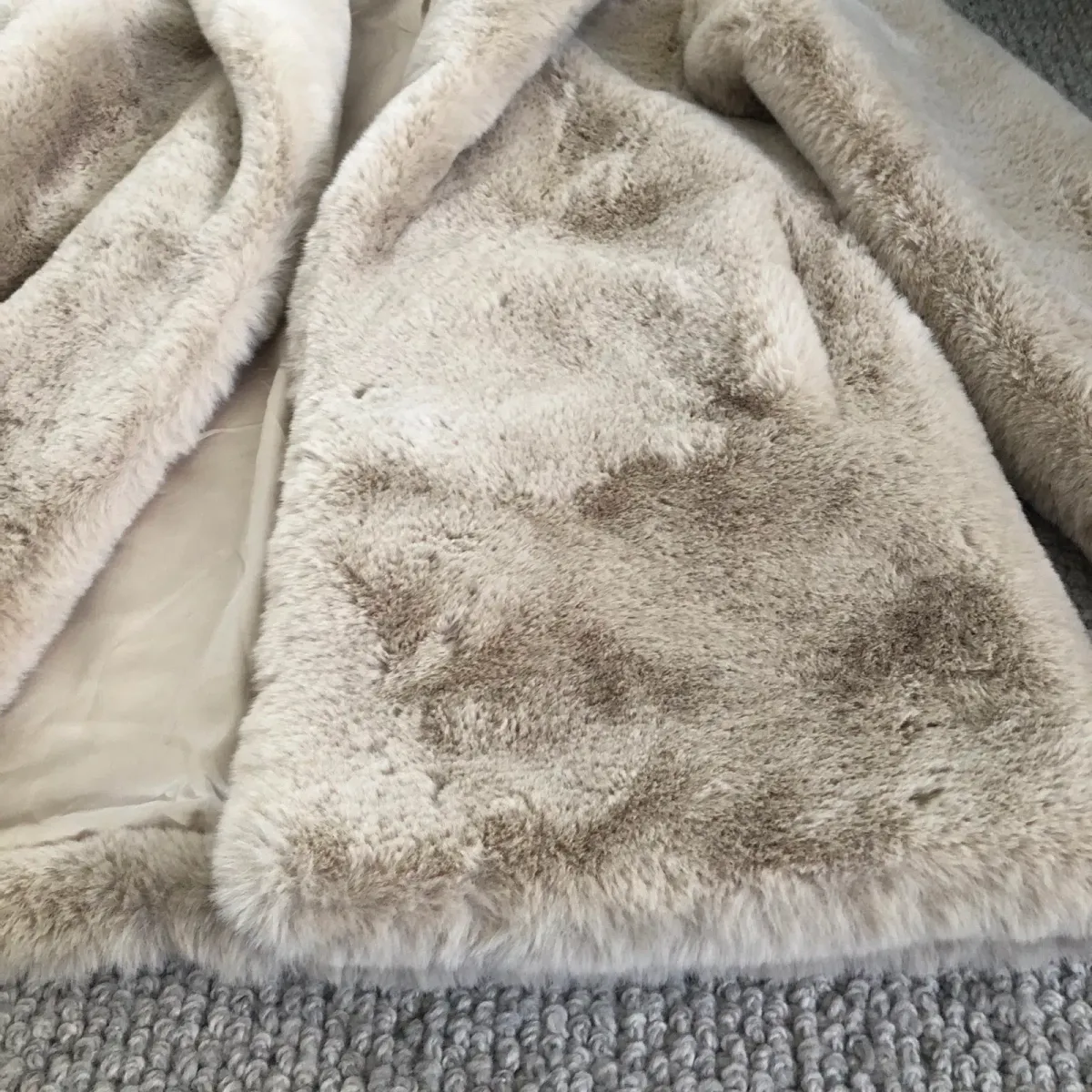 San Sloane Crawford Faux Fur Jacket Light Tan Size XS / Au 6 - Image 4