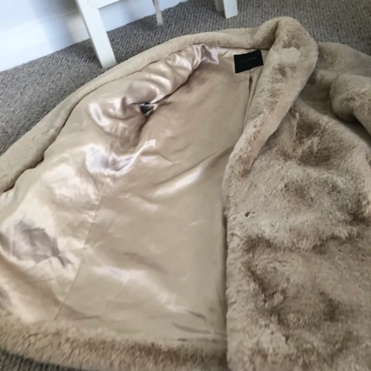 San Sloane Crawford Faux Fur Jacket Light Tan Size XS / Au 6 - Image 5