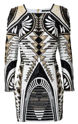 Balmain x H&M Embellished Long Sleeve Mini Dress Beaded Size 10 for rent on The Volte - image 4