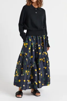 Lee Mathews Ketty Maxi Skirt in Navy Floral Size 1/Au 8 for rent on The Volte - image 1