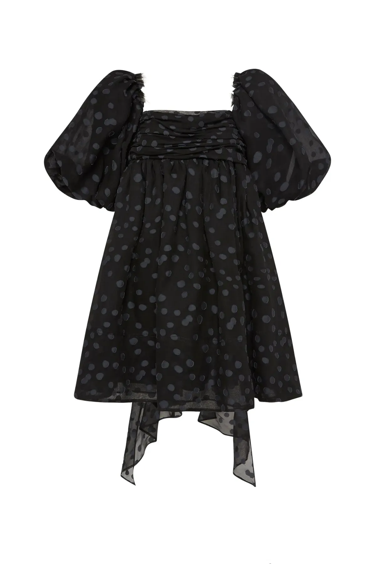 La Piscine Puff Sleeve Bow Back Mini Dress - Image 3