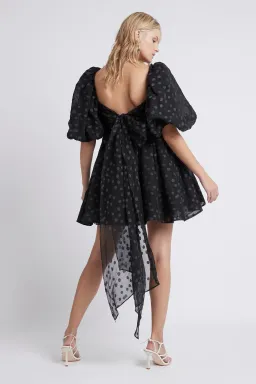La Piscine Puff Sleeve Bow Back Mini Dress for rent on The Volte - image 2