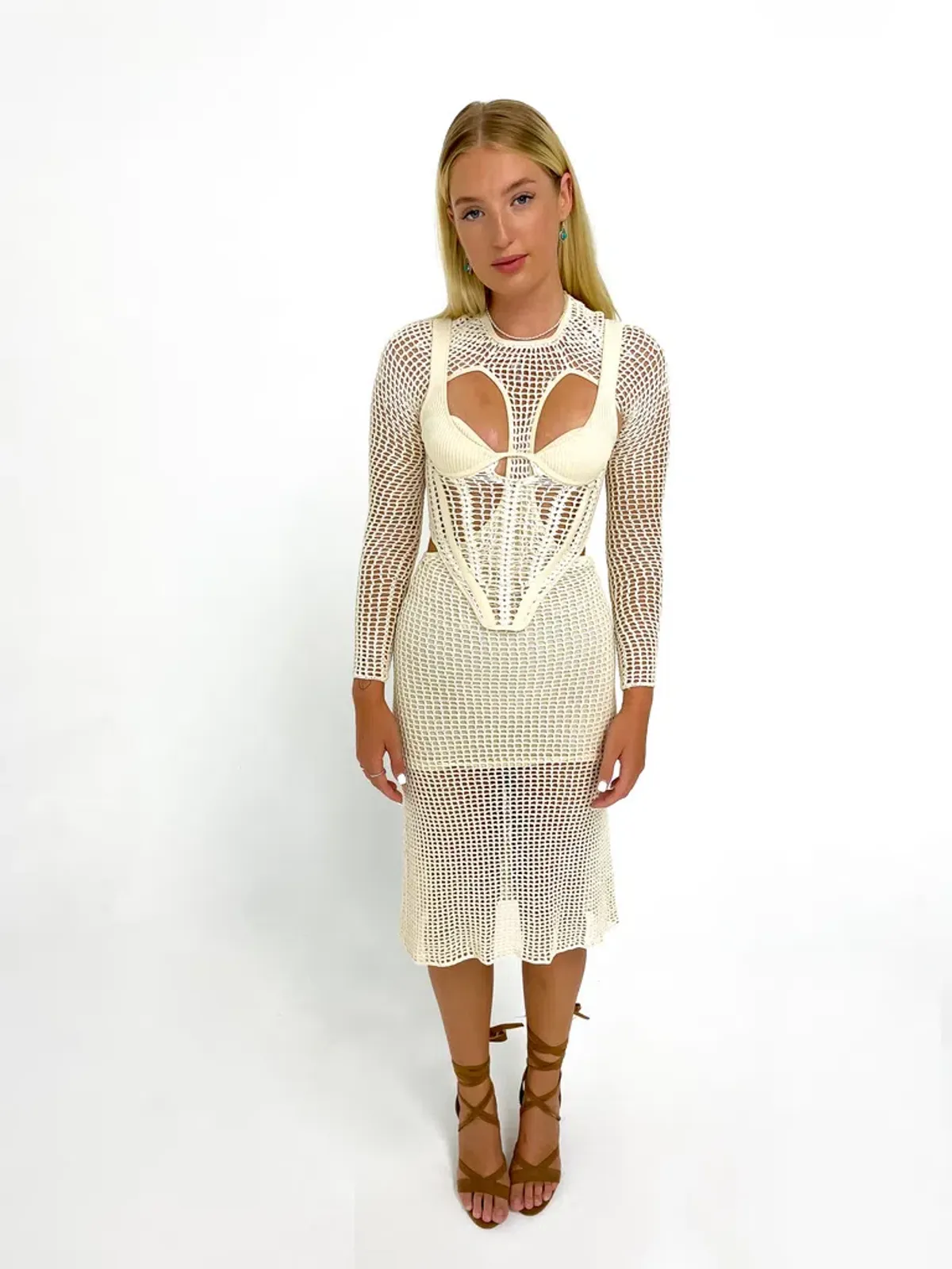 Dion Lee Stirrup Crochet Dress Cream Size XS/Au 6 - Image 1